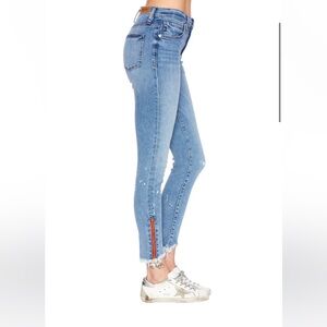 Etienne Marcel Red Zipper Splatter Denim Skinny Deisgner Jeans size 27